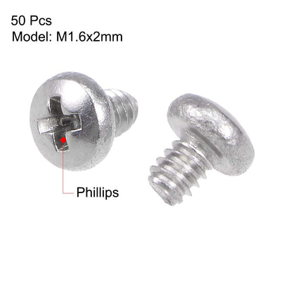 Harfington Uxcell Machine Screws Pan Phillips Cross Head Screw 304 Stainless Steel Fasteners Bolts 50pcs