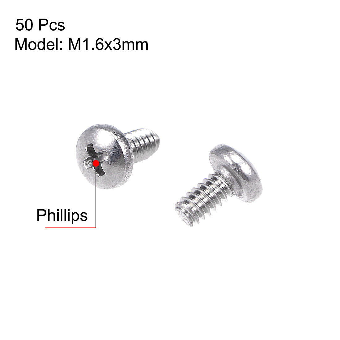 uxcell Uxcell Machine Screws Pan Phillips Cross Head Screw 304 Stainless Steel Fasteners Bolts 50pcs