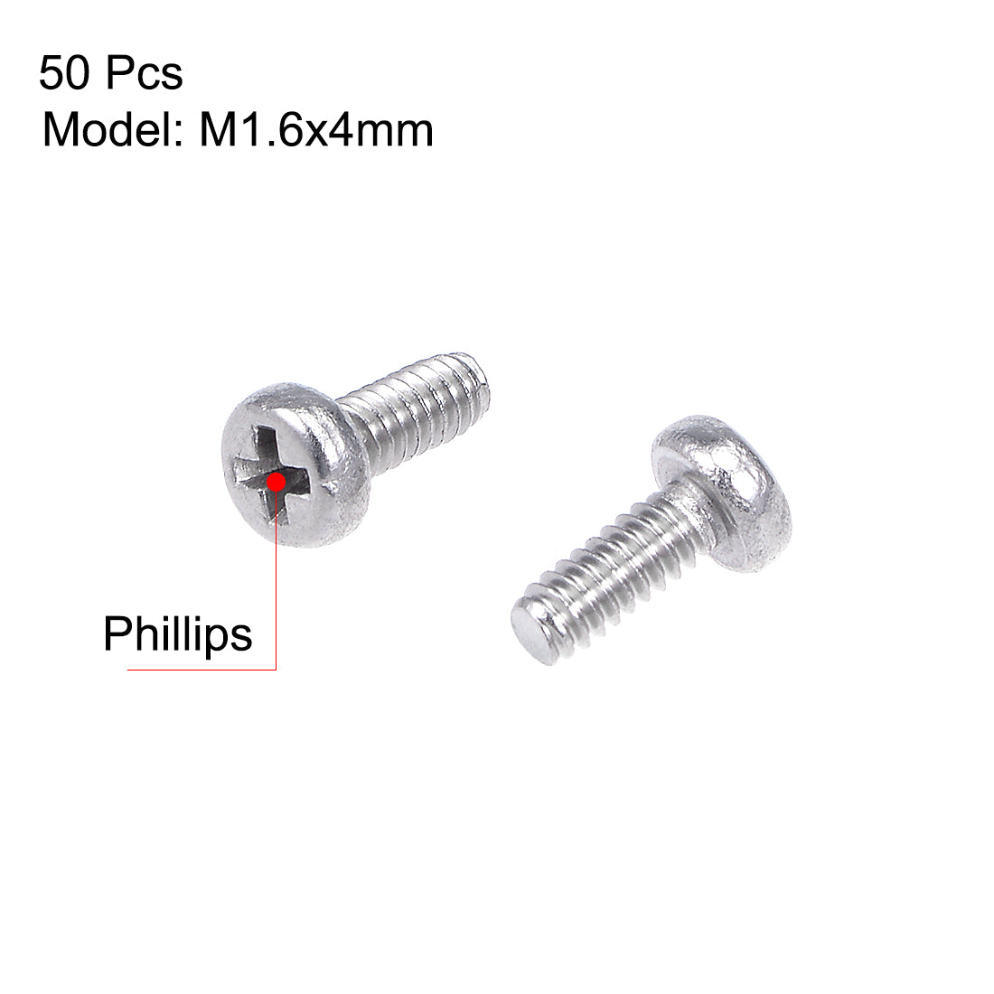 uxcell Uxcell Machine Screws Pan Phillips Cross Head Screw 304 Stainless Steel Fasteners Bolts 50pcs