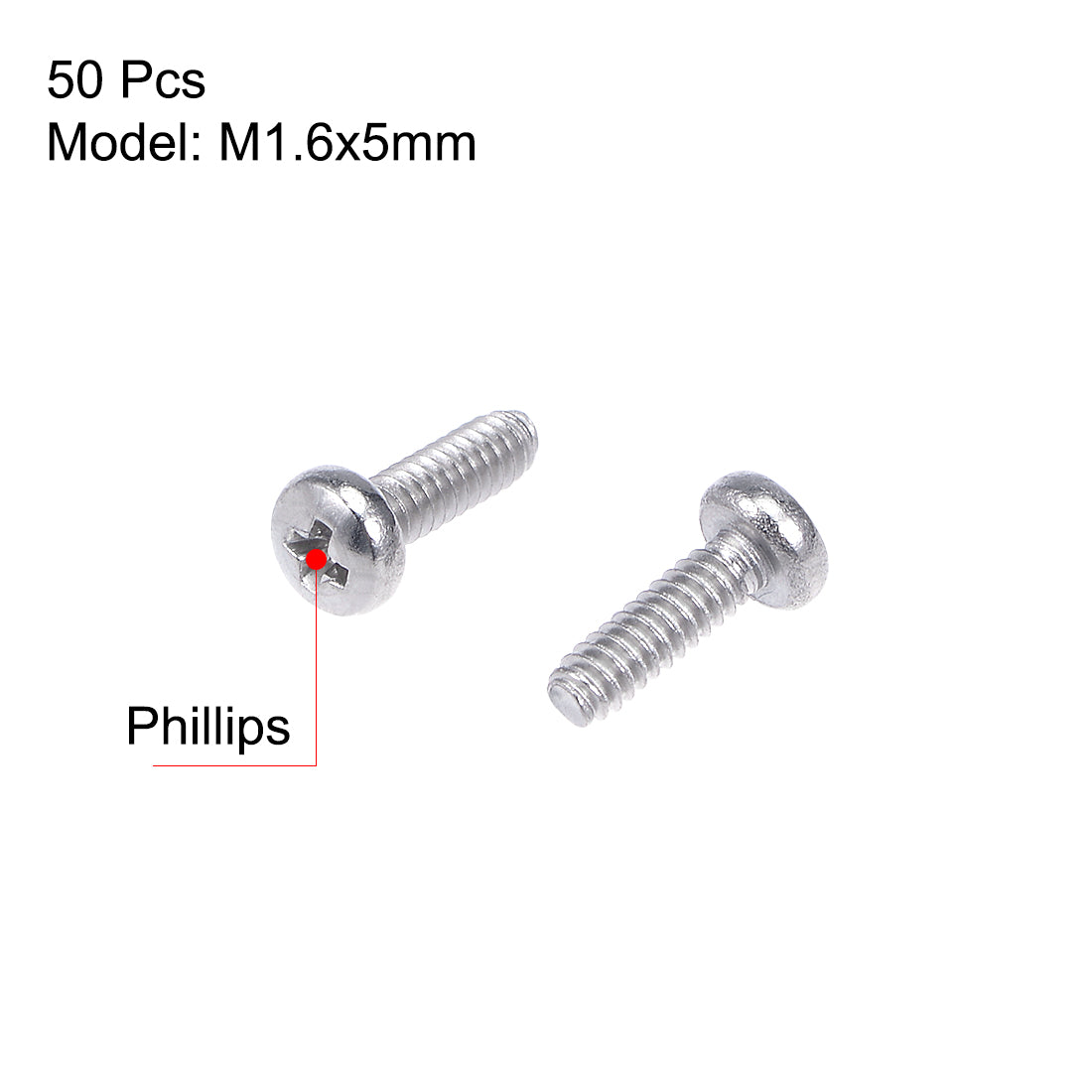 uxcell Uxcell Machine Screws Pan Phillips Cross Head Screw 304 Stainless Steel Fasteners Bolts 50pcs