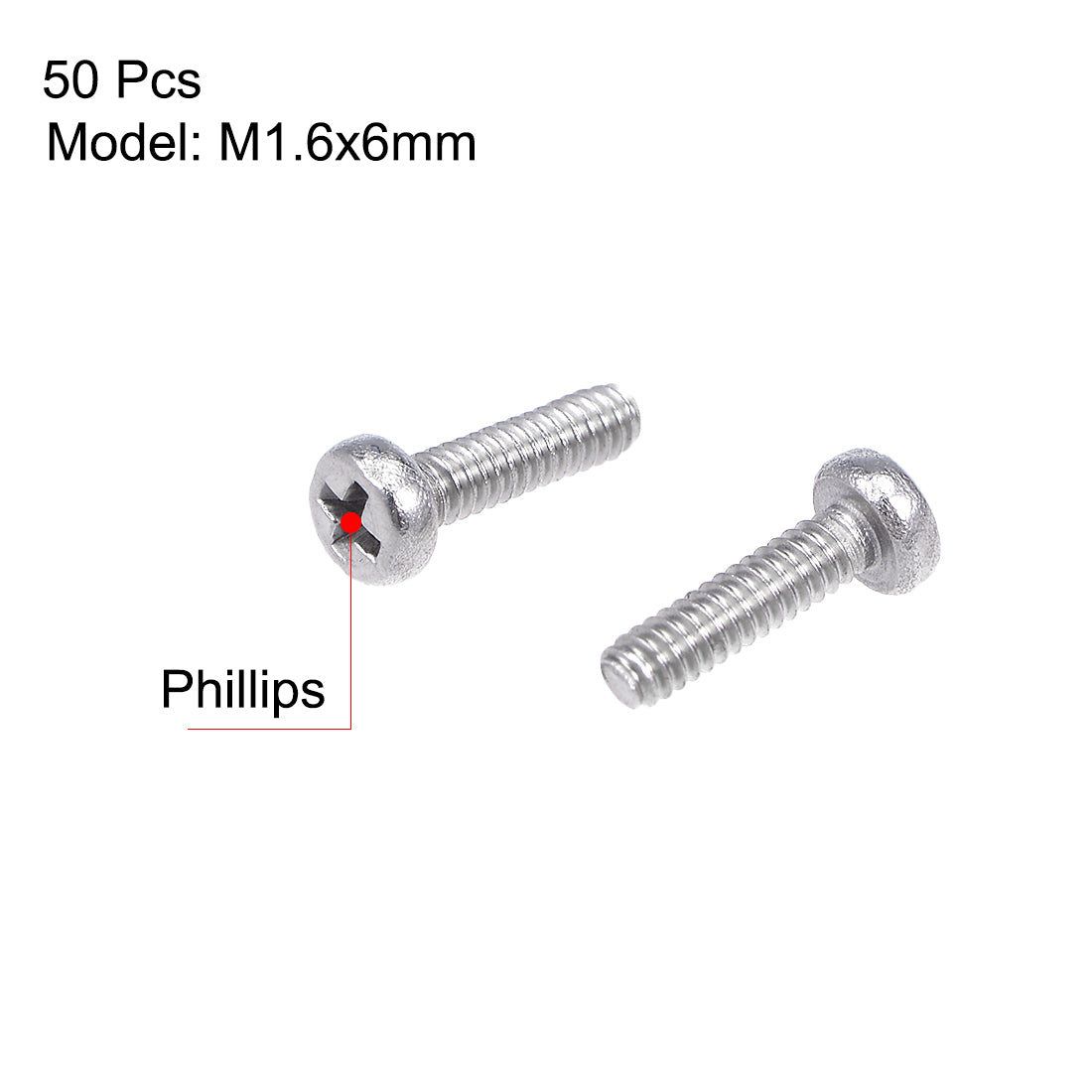 uxcell Uxcell Machine Screws Pan Phillips Cross Head Screw 304 Stainless Steel Fasteners Bolts 50pcs