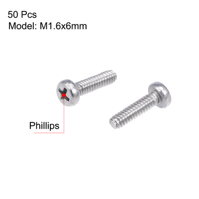 Harfington Uxcell Machine Screws Pan Phillips Cross Head Screw 304 Stainless Steel Fasteners Bolts 50pcs