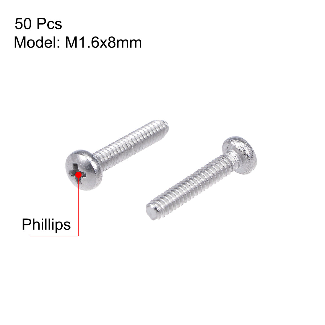 uxcell Uxcell Machine Screws Pan Phillips Cross Head Screw 304 Stainless Steel Fasteners Bolts 50pcs