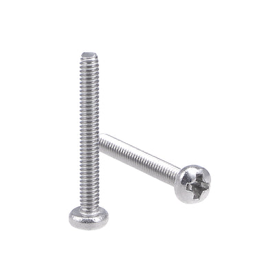 Harfington Uxcell Machine Screws Pan Phillips Cross Head Screw Stainless Steel Fasteners Bolts, 60Pcs