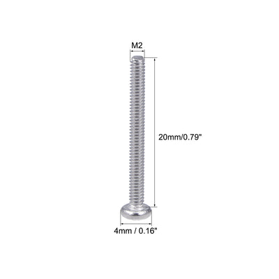 Harfington Uxcell Machine Screws Pan Phillips Cross Head Screw Stainless Steel Fasteners Bolts, 60Pcs