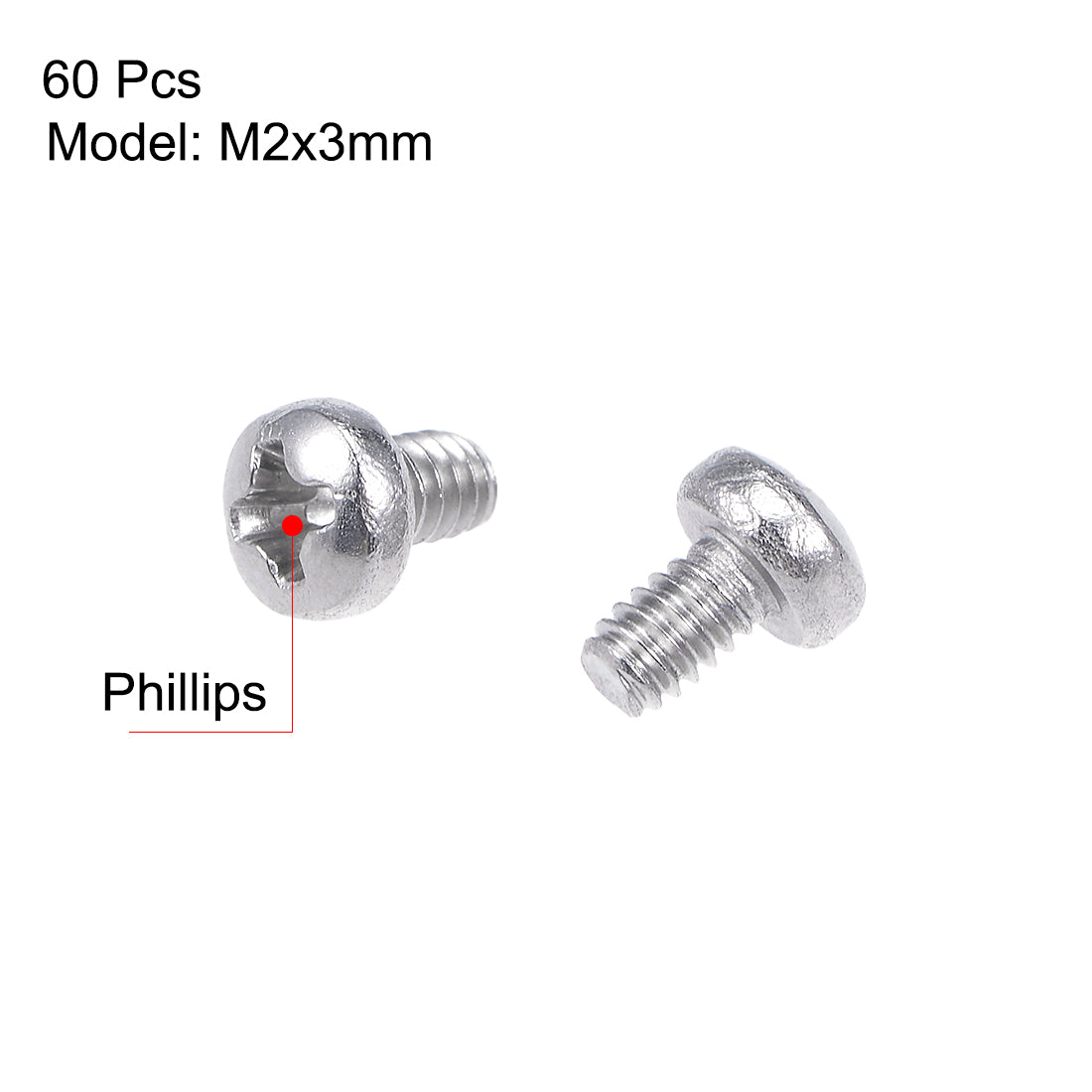 uxcell Uxcell Machine Screws Pan Phillips Cross Head Screw Stainless Steel Fasteners Bolts, 60Pcs