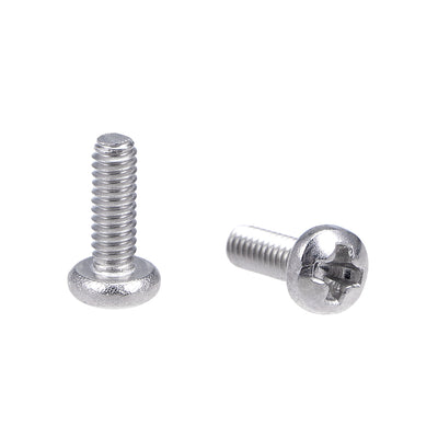 Harfington Uxcell Machine Screws Pan Phillips Cross Head Screw Stainless Steel Fasteners Bolts, 60Pcs