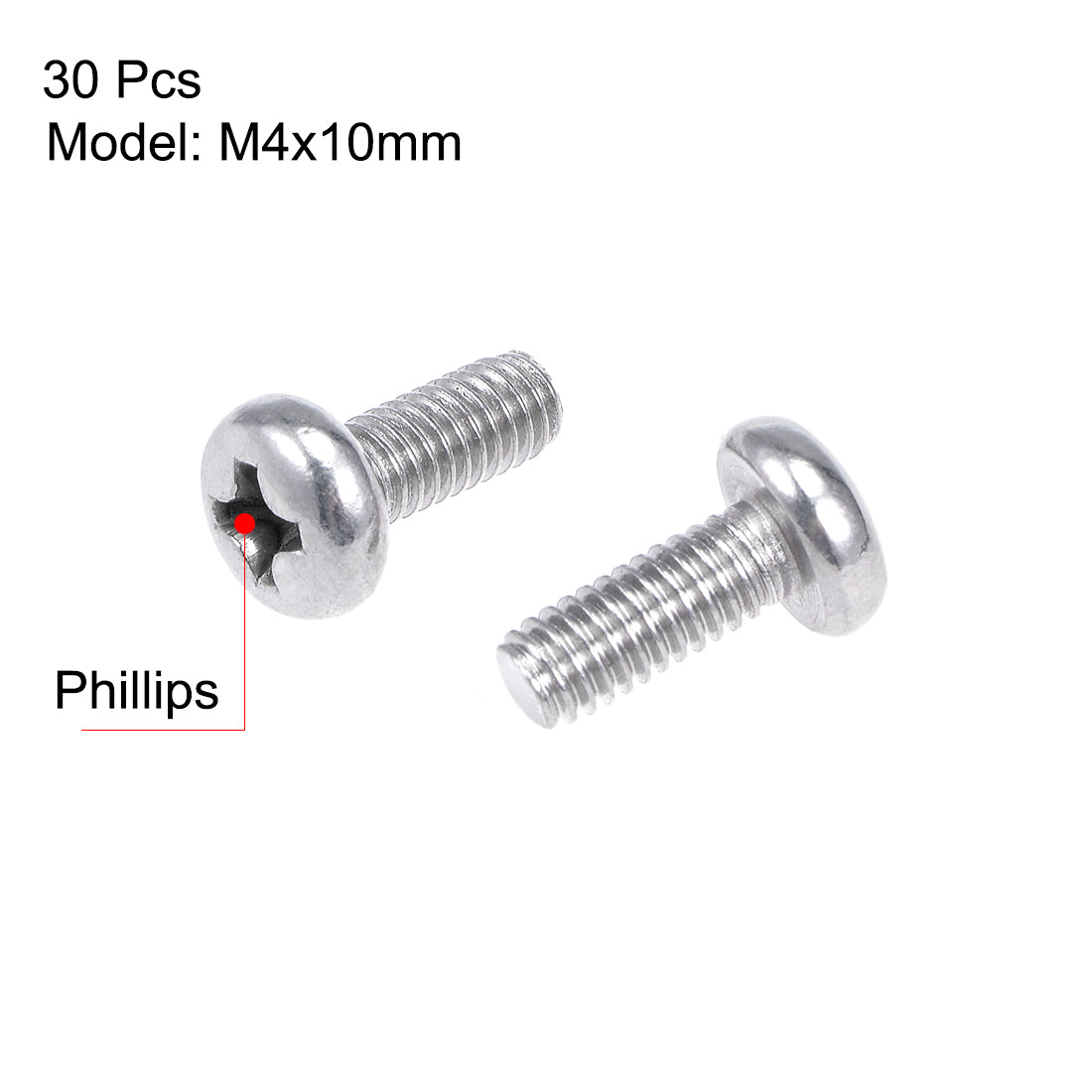 uxcell Uxcell Machine Screws Pan Phillips Cross Head Screw, Fasteners Bolts 30Pcs