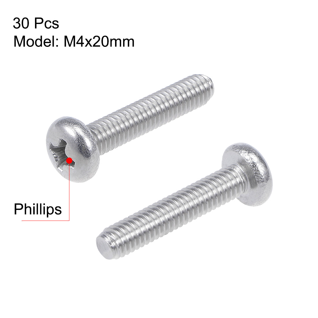 uxcell Uxcell Machine Screws Pan Phillips Cross Head Screw, Fasteners Bolts 30Pcs