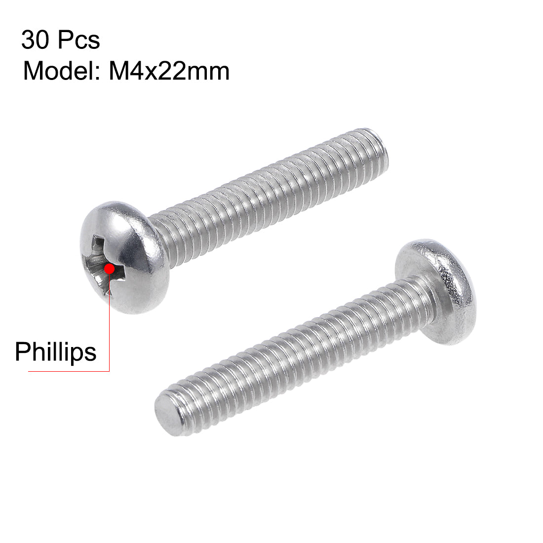 uxcell Uxcell Machine Screws Pan Phillips Cross Head Screw, Fasteners Bolts 30Pcs