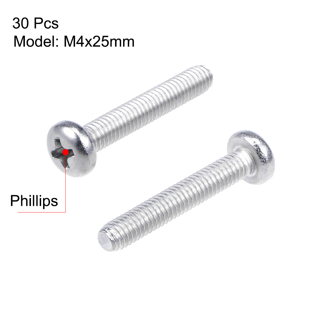 uxcell Uxcell Machine Screws Pan Phillips Cross Head Screw, Fasteners Bolts 30Pcs