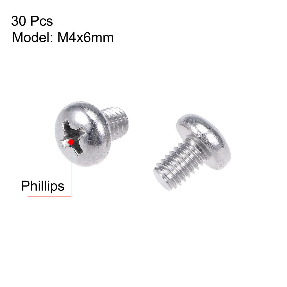 uxcell Uxcell Machine Screws Pan Phillips Cross Head Screw, Fasteners Bolts 30Pcs