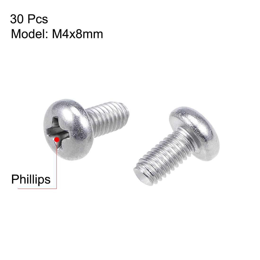 uxcell Uxcell Machine Screws Pan Phillips Cross Head Screw, Fasteners Bolts 30Pcs