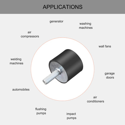 Harfington Uxcell Thread Rubber Mounts,Vibration Isolators,Cylindrical w Studs  2pcs