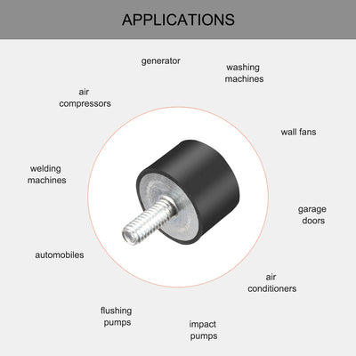 Harfington Uxcell Thread Rubber Mounts,Vibration Isolators,Cylindrical w Studs  4pcs