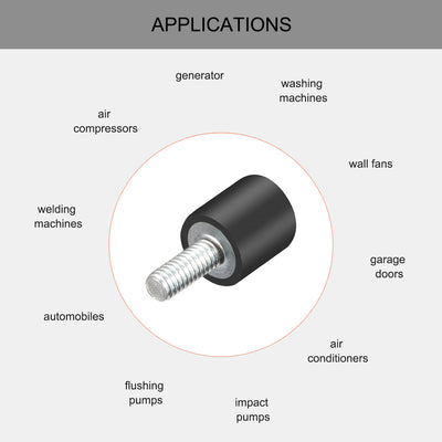 Harfington Uxcell Thread Rubber Mounts,Vibration Isolators,Cylindrical w Studs  2pcs