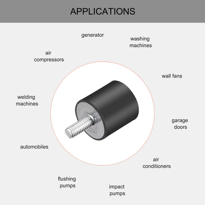 Harfington Uxcell Thread Rubber Mounts,Vibration Isolators,Cylindrical w Studs  2pcs