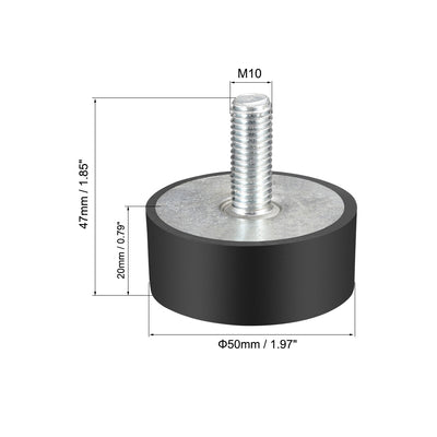 Harfington Uxcell Thread Rubber Mounts,Vibration Isolators,Cylindrical w Studs  2pcs