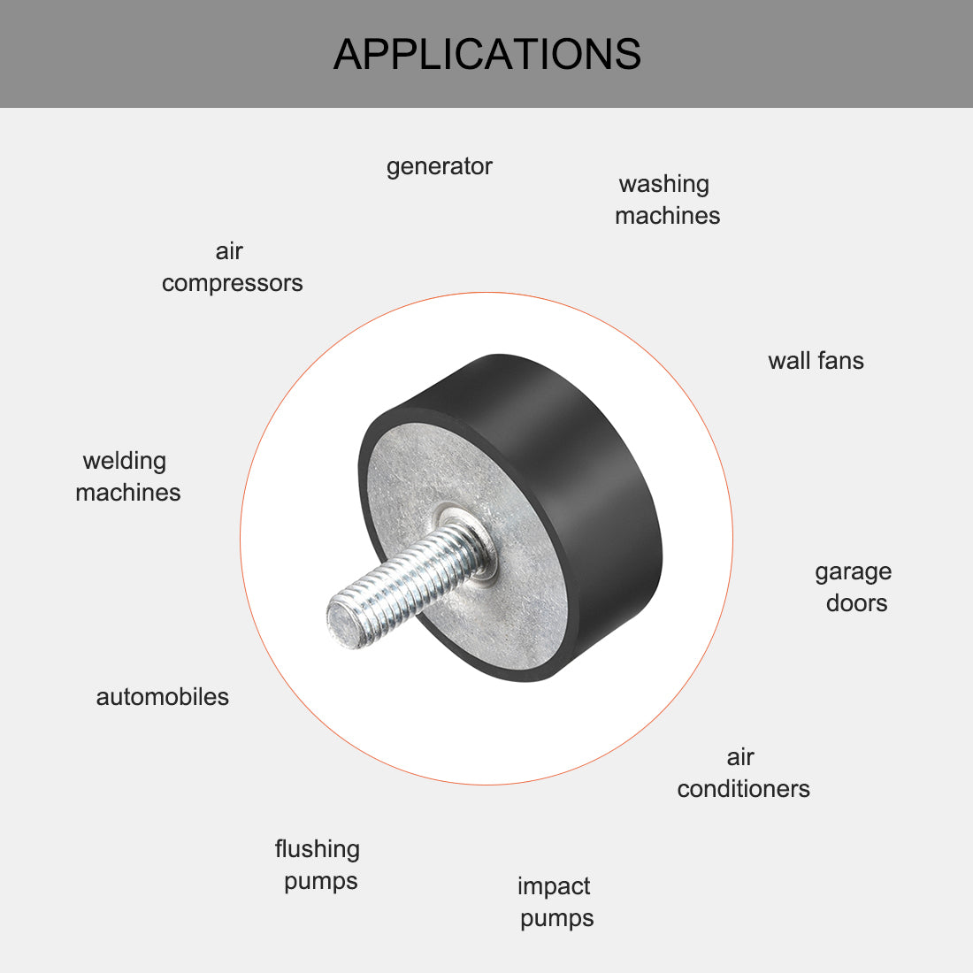 uxcell Uxcell Thread Rubber Mounts,Vibration Isolators,Cylindrical w Studs  2pcs