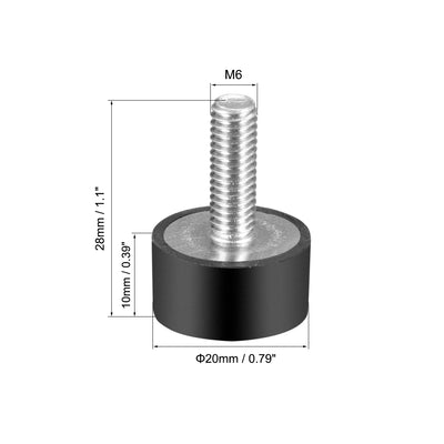 Harfington Uxcell Thread Rubber Mounts,Vibration Isolators,Cylindrical w Studs 8pcs