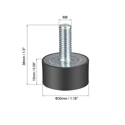 Harfington Uxcell Thread Rubber Mounts,Vibration Isolators,Cylindrical w Studs  2pcs