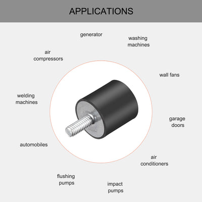 Harfington Uxcell Thread Rubber Mounts,Vibration Isolators,Cylindrical w Studs  4pcs