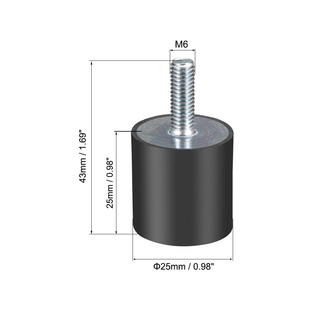 uxcell Uxcell Thread Rubber Mounts,Vibration Isolators,Cylindrical w Studs  2pcs