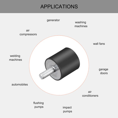 Harfington Uxcell Thread Rubber Mounts,Vibration Isolators,Cylindrical w Studs  2pcs