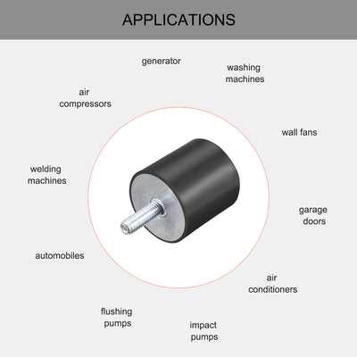 Harfington Uxcell Thread Rubber Mounts,Vibration Isolators,Cylindrical w Studs  2pcs