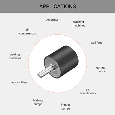 Harfington Uxcell Thread Rubber Mounts,Vibration Isolators,Cylindrical w Studs  4pcs