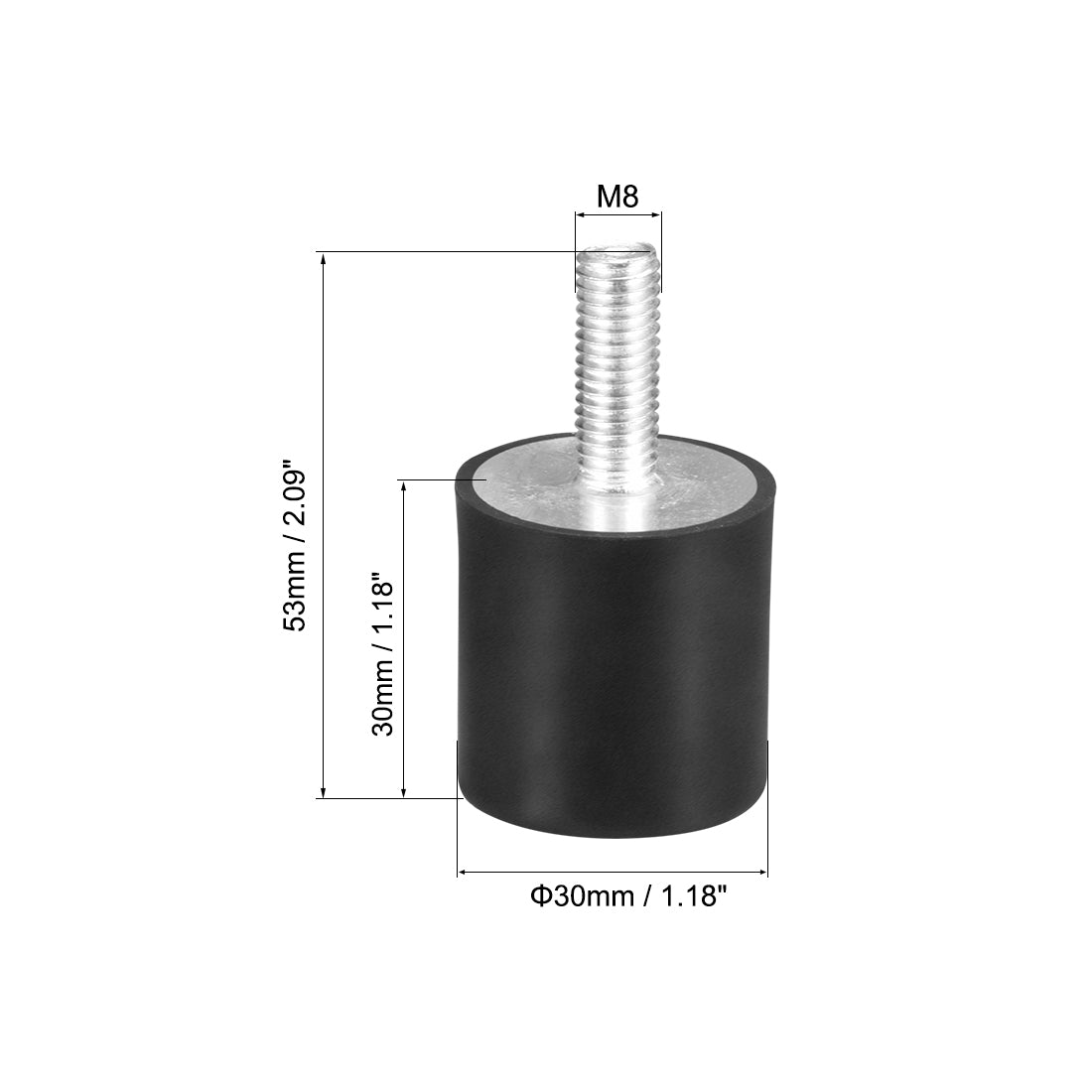 uxcell Uxcell Thread Rubber Mounts,Vibration Isolators,Cylindrical w Studs  4pcs