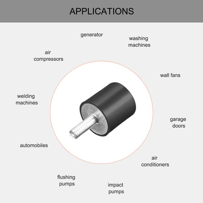 Harfington Uxcell Thread Rubber Mounts,Vibration Isolators,Cylindrical w Studs  4pcs