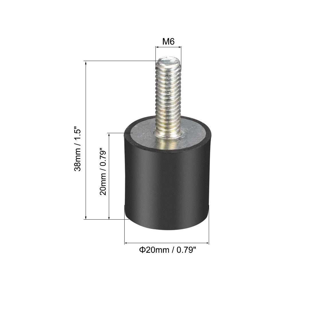 uxcell Uxcell Thread Rubber Mounts,Vibration Isolators,Cylindrical w Studs  4pcs