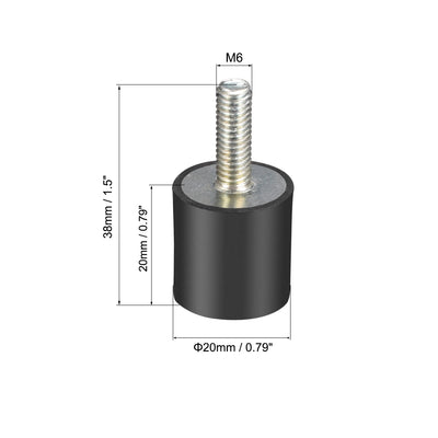 Harfington Uxcell Thread Rubber Mounts,Vibration Isolators,Cylindrical w Studs  4pcs