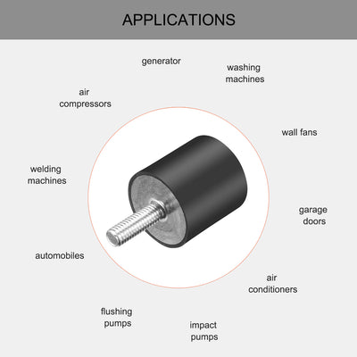 Harfington Uxcell Thread Rubber Mounts,Vibration Isolators,Cylindrical w Studs  4pcs