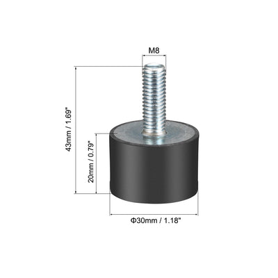 Harfington Uxcell Thread Rubber Mounts,Vibration Isolators,Cylindrical w Studs  2pcs