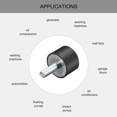 Harfington Uxcell Thread Rubber Mounts,Vibration Isolators,Cylindrical w Studs  2pcs