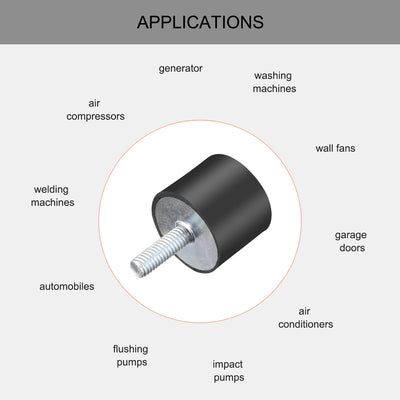 Harfington Uxcell Thread Rubber Mounts,Vibration Isolators,Cylindrical w Studs  4pcs