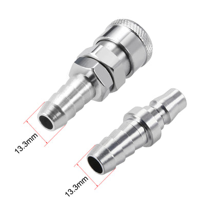 Harfington Uxcell Quick Coupler, Air Hose Fitting Connector 13.3mm Barb Quick Disconnect Set