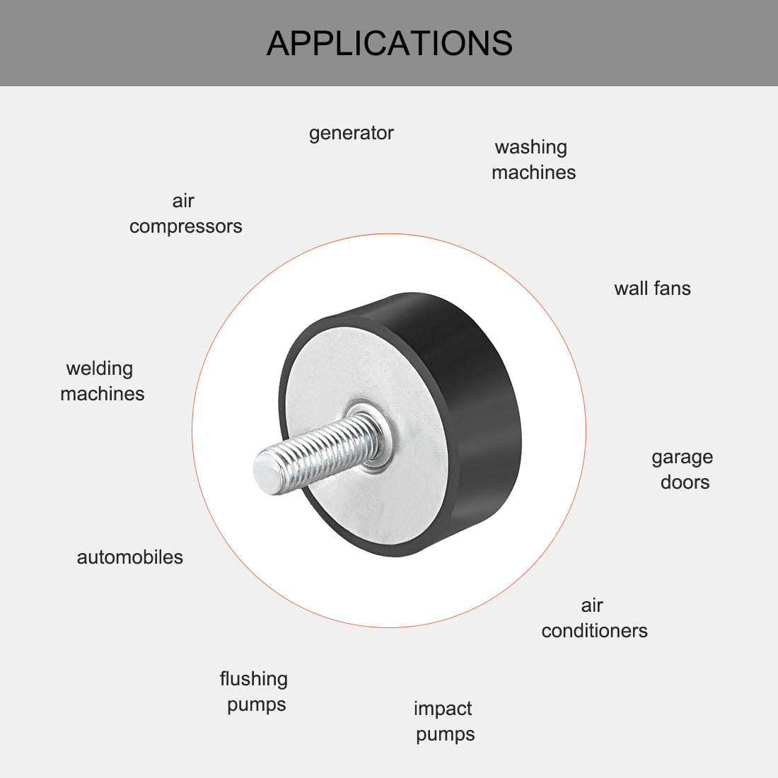 uxcell Uxcell M10 Thread Male Rubber Mounts,Vibration Isolators,50mm x 20mm