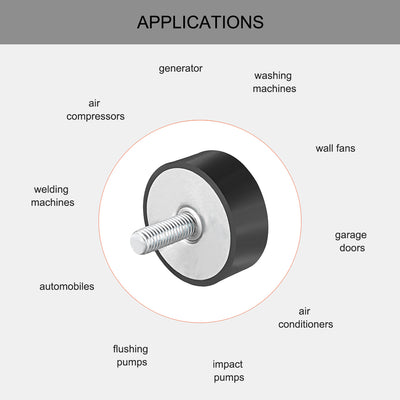 Harfington Uxcell M10 Thread Male Rubber Mounts,Vibration Isolators,50mm x 20mm