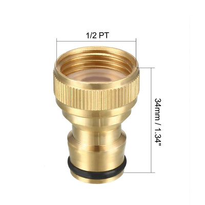 Harfington Uxcell Brass Garden Hose 1/2 PT Female Threaded  Connector,  Adapter