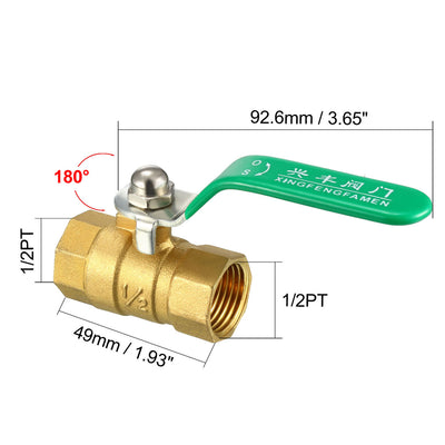 Harfington Uxcell Full Port Brass Ball Valves, 1/2PT Female x Female with Vinyl Handle