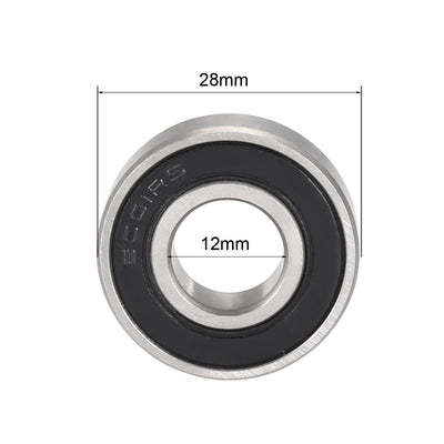 Harfington Uxcell Deep Groove Ball Bearing Double Sealed Chrome Steel P0 Z1 Metric Bearings