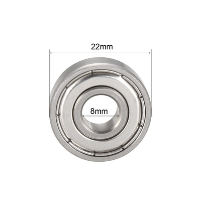 Harfington Uxcell S608ZZ Stainless Steel Ball Bearing 8x22x7mm Double Shielded 608Z Bearings