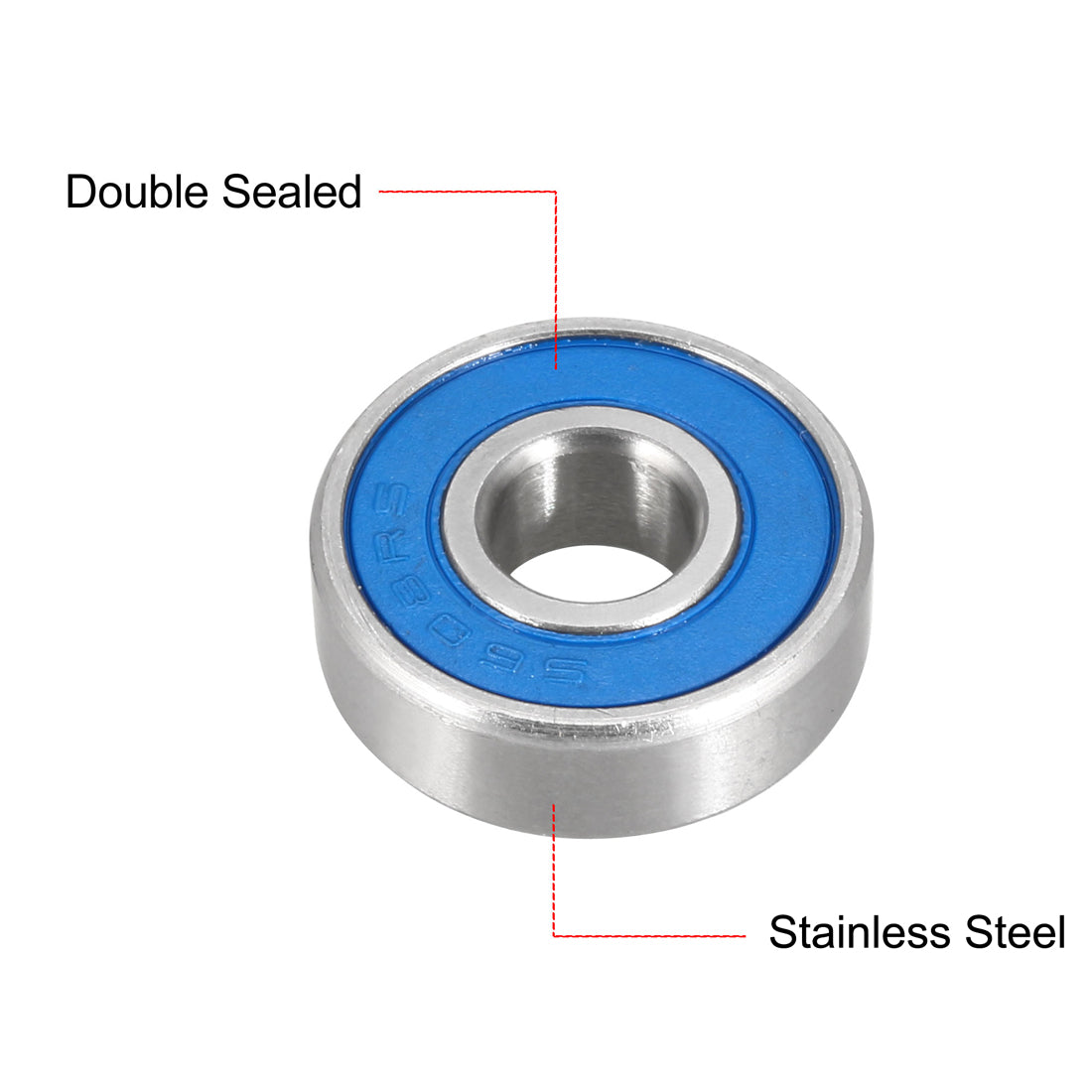 uxcell Uxcell Deep Groove Ball Bearings Double Sealed Stainless Steel Blue Cover