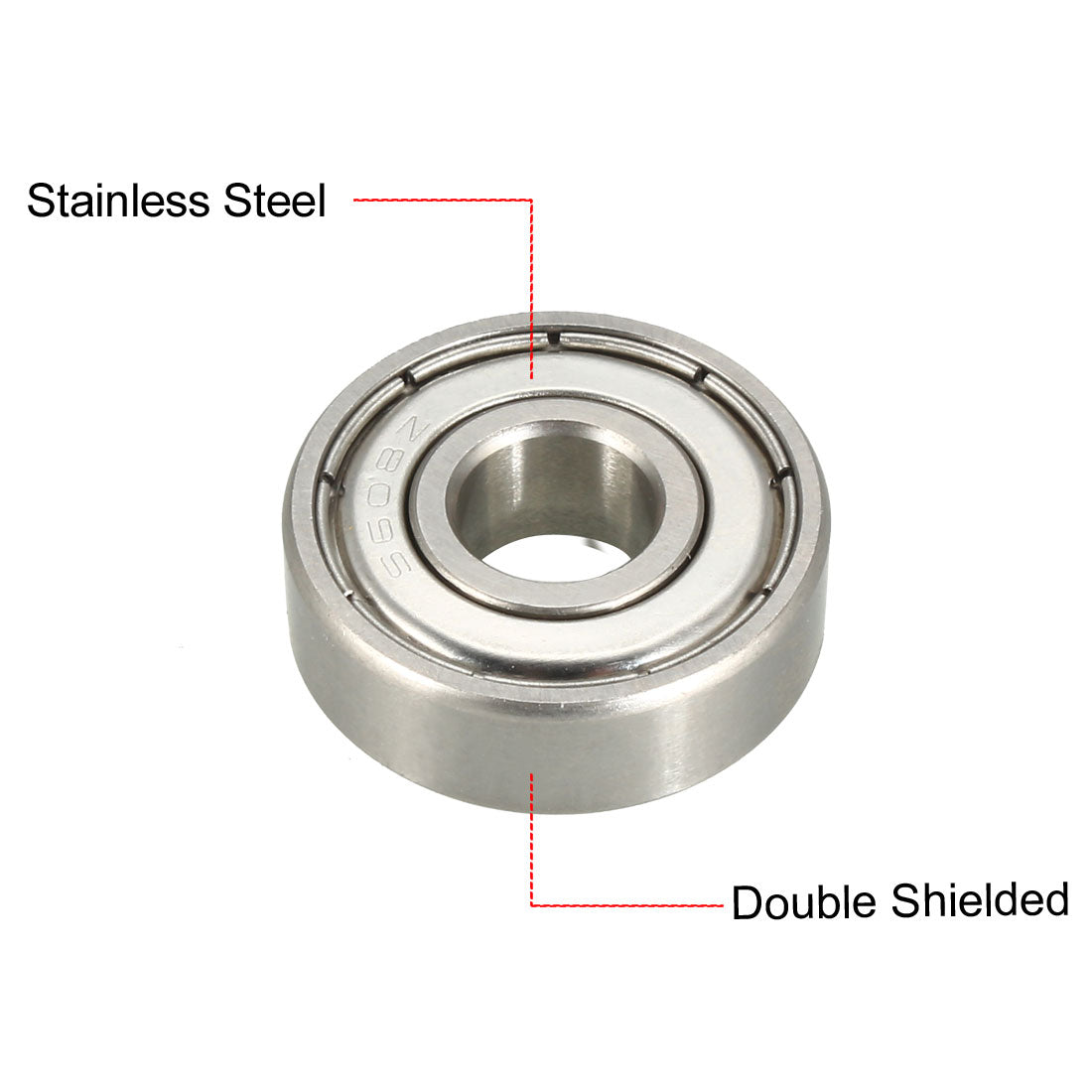 uxcell Uxcell S608ZZ Stainless Steel Ball Bearing 8x22x7mm Double Shielded S608Z Bearings (Z2 Lever)