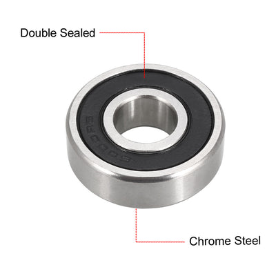 Harfington Uxcell Deep Groove Ball Bearing Double Sealed Chrome Steel P0 Z1 Metric Bearings