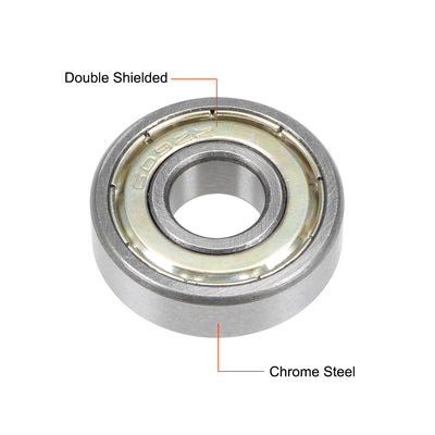 Harfington Uxcell Deep Groove Ball Bearings Double Shielded Chrome Steel Bearing