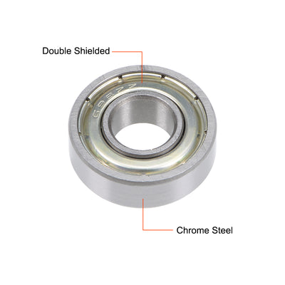 Harfington Uxcell Deep Groove Ball Bearing Metric Double Shielded Chrome Steel ABEC1 Z1 Level